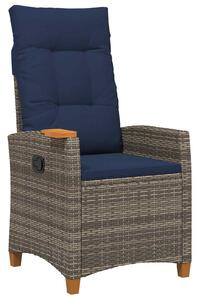 VidaXL Dönthető szék tea tállal párnával 62 x 64 x 112 cm polirattan