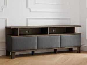 TV-állvány Evarveru 101, Laminált forgácslap, Kárpit, 61x165x43cm, Sötét tölgy, Antracit, Fekete