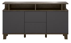 Komód Evarveru 105, Laminált forgácslap, 90x165x42cm, Antracit, Sötét tölgy