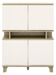 Könyvespolc Evarveru 106, Ajtókkal, Zárt, Laminált forgácslap, Kárpit, 147x110x43cm, Tölgy, Kasmír, Rózsaszín