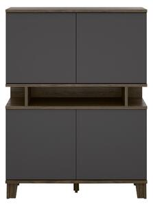 Könyvespolc Evarveru 106, Zárt, Ajtókkal, Laminált forgácslap, 147x110x43cm, Sötét tölgy, Antracit
