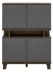 Könyvespolc Evarveru 106, Ajtókkal, Zárt, Laminált forgácslap, Kárpit, 147x110x43cm, Sötét tölgy, Sötétszürke