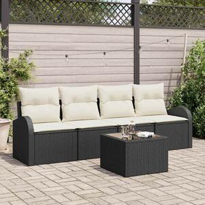 Kerti Kanapé Szett 5 pcs Fekete 55 x 55 x 37 cm Poli rattan