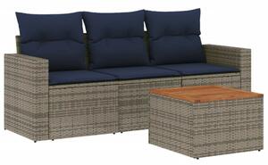 4 részes szürke polyrattan kerti ülőgarnitúra párnával