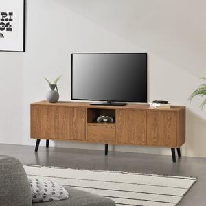 En.casa TV szekrény Hedemora 5 szekrényajtóval fa-hatású sötét árnyalat