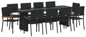 Kert étkező szett 11 pcs Fekete Poli rattan
