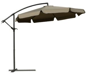 Outsunny Dönthető Karos Kerti Napernyő Poliészterrel és Kurblis Nyitással, Ø2.7x2.7 m, Kávé