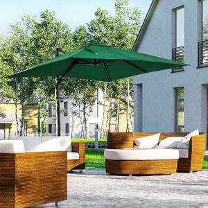 Outsunny Kerti Napernyő Tekerővel, 360°-os Forgatással, Szellőzőnyílásokkal és Állítható Napellenzővel, 2,5x2,5 m, Zöld