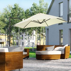 Outsunny kerti napernyő 360°-os forgathatósággal, kereszttartóval és szellőzőnyílással, Ø256x245 cm, bézs