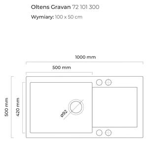 Oltens Gravan gránit mosogató 100x50 cm fekete 72101300
