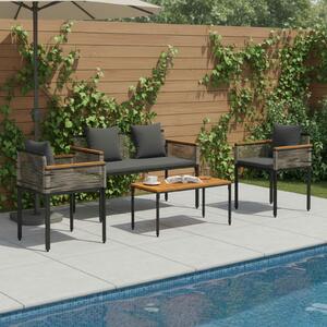 VidaXL Kültéri Bútor Szett 4 pcs Szürke és sötétszürke PE Rattan