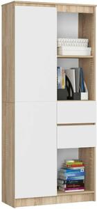 AKORD CLP R15 regál 80 cm laminált sonoma tölgy fehér fronttal