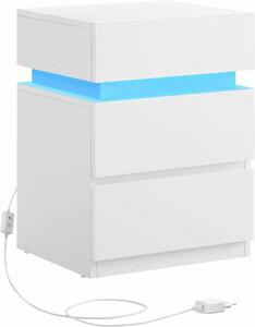 2 db éjjeliszekrény LED világítással, 3 fiókos, fehér 35x40x55cm