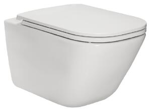 Roca Gap Square miska WC wisząca Rimless z deską sedesową wolnoopadającą Slim biała A34H470000