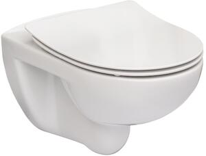 Roca Victoria miska WC wisząca Rimless bez kołnierza z deską wolnoopadającą Slim biała A34H398000