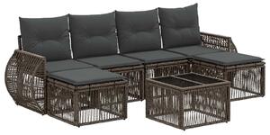 VidaXL Kerti Kanapé Szett 7 pcs Szürke és sötétszürke polirattan