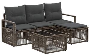 VidaXL Kerti Kanapé Szett 5 pcs Szürke polirattan