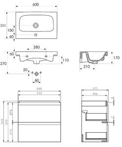 Cersanit Moduo mosdó szekrénnyel 60 cm szürke S801-226-DSM