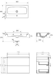 Cersanit Moduo mosdó szekrénnyel 80 cm szürke S801-220-DSM