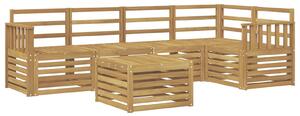 VidaXL Kültéri kanapé szett 6 pcs Fehér 59 x 59 x 37 cm Tömör Akácfa