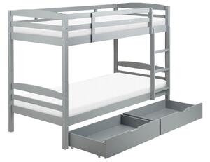 Szürke fa emeletes ágy fiókokkal 90 x 200 cm REGAT