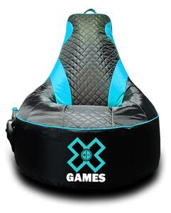 Gamer babzsákfotel fekete-kék, 90*90*100 cm