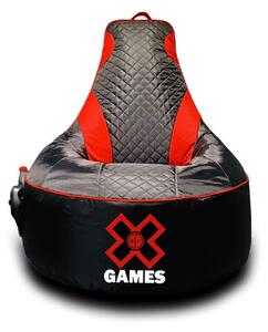 Gamer babzsákfotel fekete-piros, 90*90*100 cm