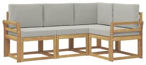 VidaXL Kültéri kanapé szett 4 pcs Fehér és Világosszürke