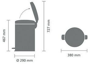 Brabantia NewIcon Pedal Bin 1001091, 20 L, Soft-Close, Non-Slip Base, Mineral Coating, Grey