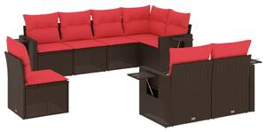 VidaXL 8 db barna polyrattan kerti kanapégarnitúra párnákkal
