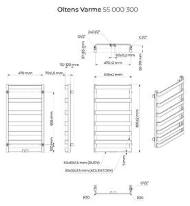 Oltens Varme fürdőszoba radiátor dekoratív 89.5x50 cm fekete 55000300
