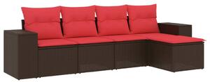 VidaXL 5 db barna polyrattan kerti kanapégarnitúra párnákkal