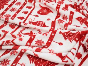 Piros-fehér karácsonyi mikroplüss takaró, 200x230 cm