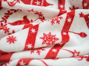 Piros-fehér karácsonyi mikroplüss takaró, 200x230 cm