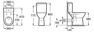 Roca Dostępna Łazienka kompakt wc mozgássérülteknek fehér A342236000