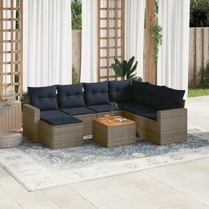 VidaXL 8 db szürke polyrattan kerti kanapégarnitúra párnákkal