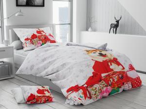 Karácsonyi kutyus pamut ágyneműhuzat + 40x50 cm párnahuzat ingyen