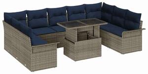 VidaXL Kerti Kanapé Szett párnával 10 pcs Szürke Poli rattan