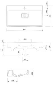 Cersanit Virgo mosdótál 81x46.5 cm négyszögletes beépíthető fehér K118-002