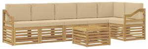 VidaXL Kültéri kanapé szett 7 pcs Fehér és Bézs 59 x 59 x 37 cm