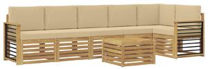 VidaXL Kültéri kanapé szett 7 pcs Fehér és Bézs 59 x 59 x 37 cm