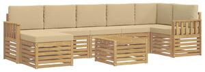 VidaXL Kültéri kanapé szett 7 pcs Fehér és bézs 59 x 59 x 37 cm
