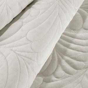 Modern krémfehér egyszínű ágytakaró levél motívummal Szélesség: 170 cm | Hossz: 210 cm