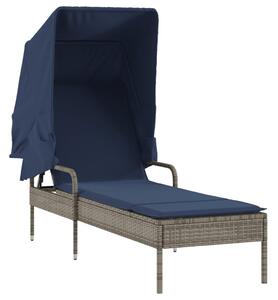 VidaXL szürke polyrattan napozóágy ponyvával
