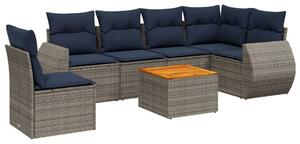 VidaXL 7 db szürke polyrattan kerti kanapégarnitúra párnákkal