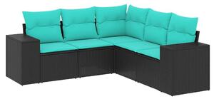 VidaXL 5 db fekete polyrattan kerti kanapégarnitúra párnákkal