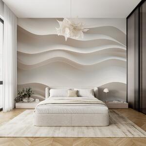 Fotótapéta 3D fehér és szürke hullámok, Art-deco stílusú fotótapéta, w08939 : Uwalls.hu