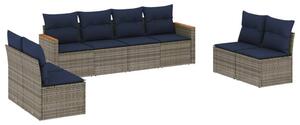 VidaXL 8 db szürke polyrattan kerti kanapégarnitúra párnákkal