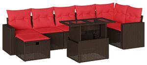 VidaXL 8 db barna polyrattan kerti kanapégarnitúra párnákkal