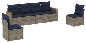 VidaXL 6 db szürke polyrattan kerti kanapégarnitúra párnákkal